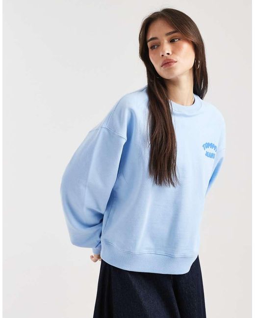 Tommy Hilfiger Blue Bubble Logo Boxy Fit Crew Neck Sweatshirt