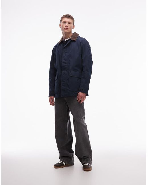 Timberland Blue Washed Barn Coat With Cord Collar for men