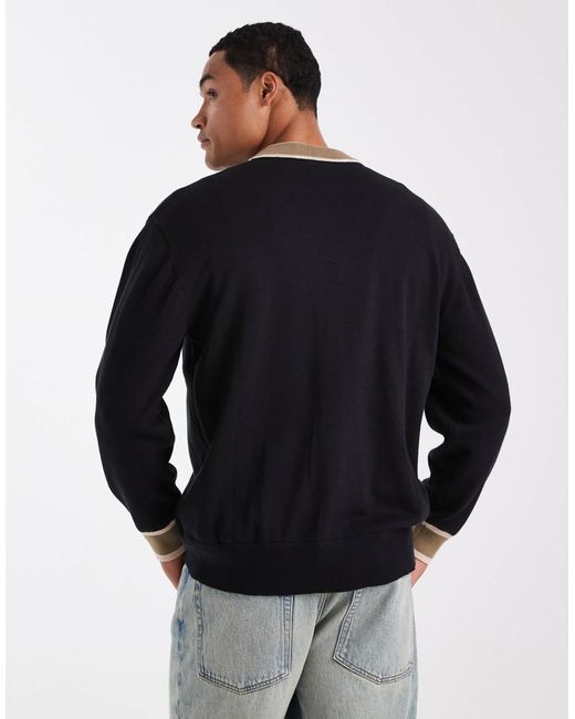 Gilet en maille à écusson oversize style universitaire Parlez pour homme en coloris Black
