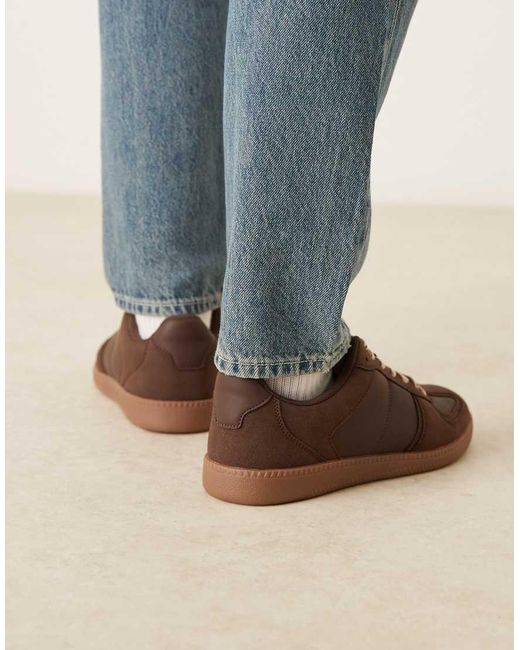 ASOS Blue Retro Sneakers With Panelling And Gum Sole for men