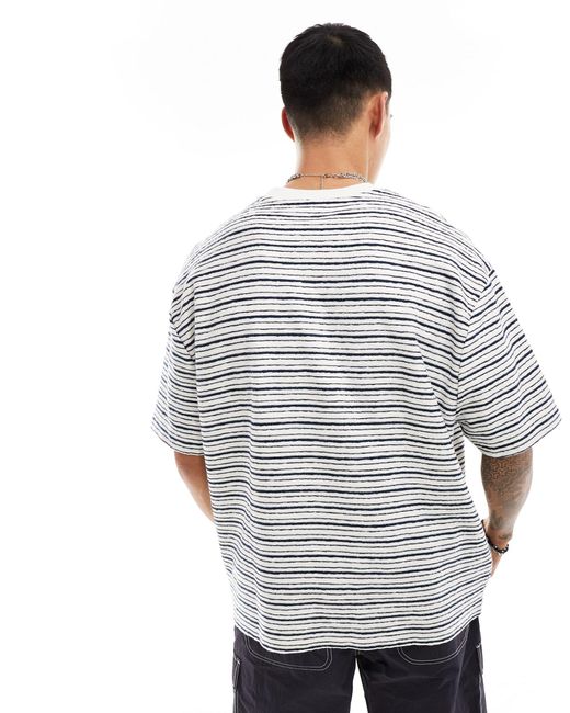 ASOS Gray Oversized Textured Stripe T-shirt for men