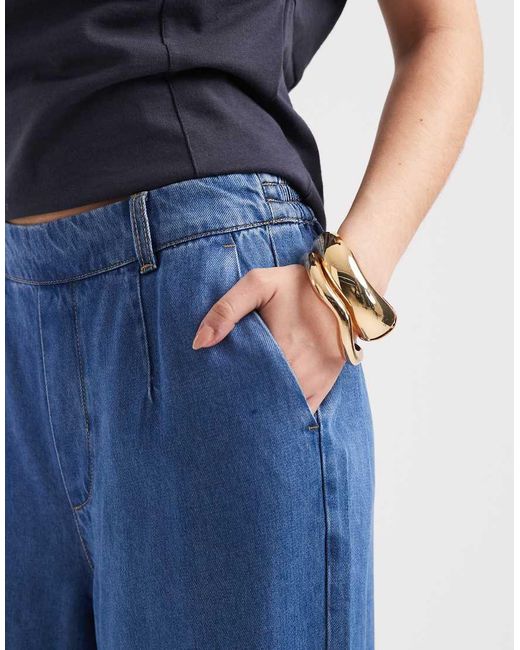 Object Blue Wide Leg Chambray Trouser