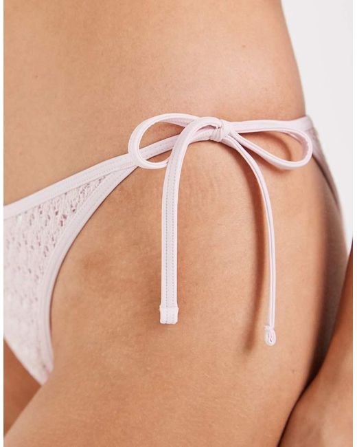 Hollister Natural Sequin Crochet Tie Side Cheeky Bikini Bottom Co-ord