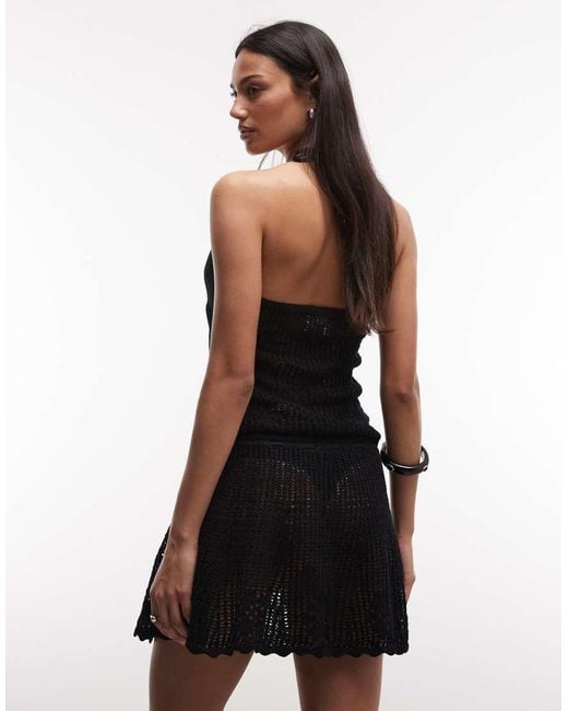 Monki Black Floral Crochet Beach Mini Skirt