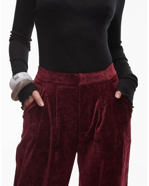 ASOS Purple Textu Velvet Wide Leg Trouser