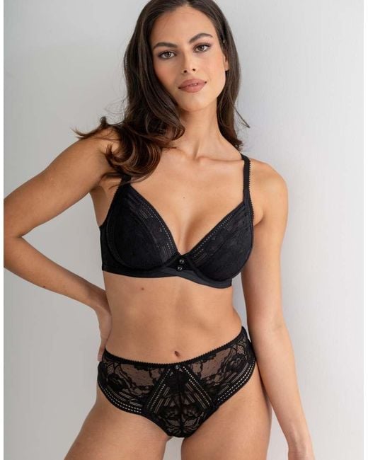 Pour Moi Black Taylor Lace Midi Brazilian Brief