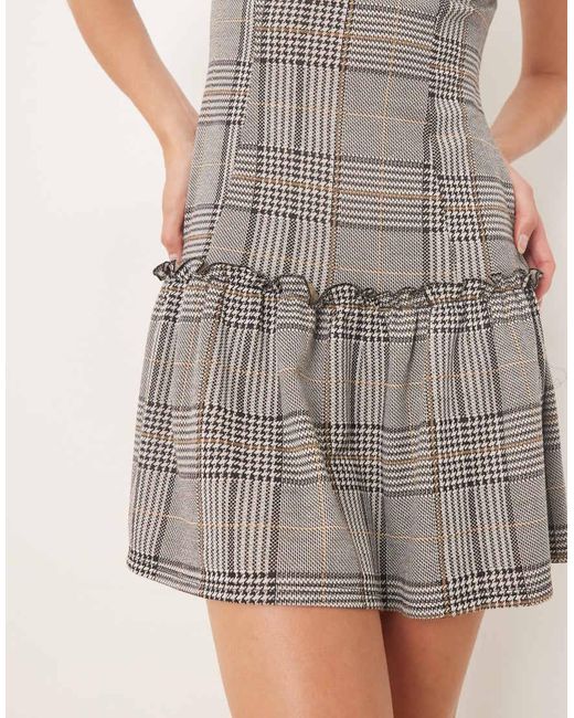 Vestido Corto Rosa A Sin Mangas Con Cuello Recto Y Cintura Baja De Asos Design Tall ASOS de color Gray