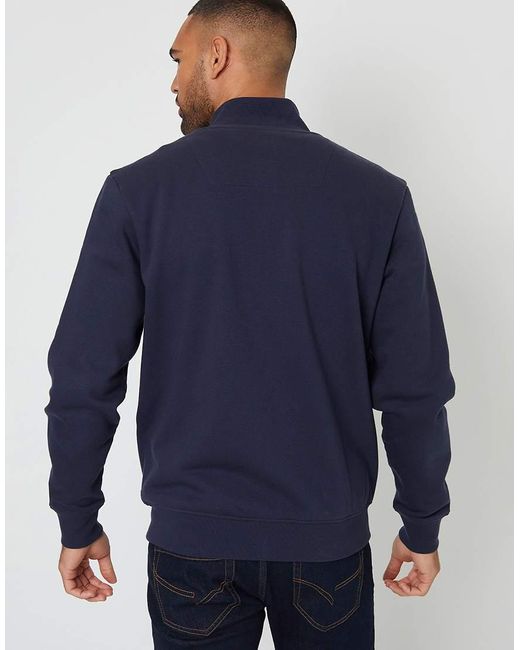 Threadbare Blue Funnel Neck Zip Through Sweatshirt for men