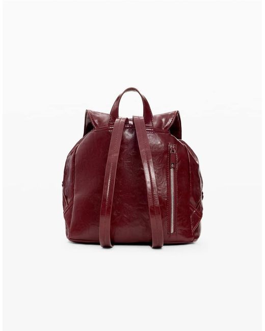 Desigual Red Small Shiny Backpack Bow
