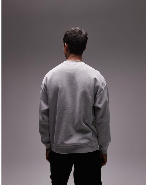 Topman Gray Oversized Fit Sweat With Scales Embroidery for men