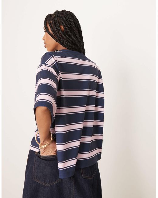ASOS Blue Oversized T-shirt With Navy And Stripe