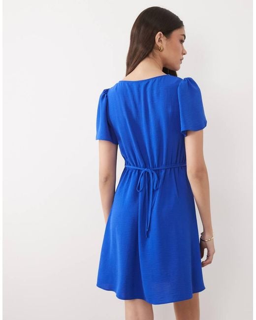 New Look Blue Button Through Mini Tea Dress
