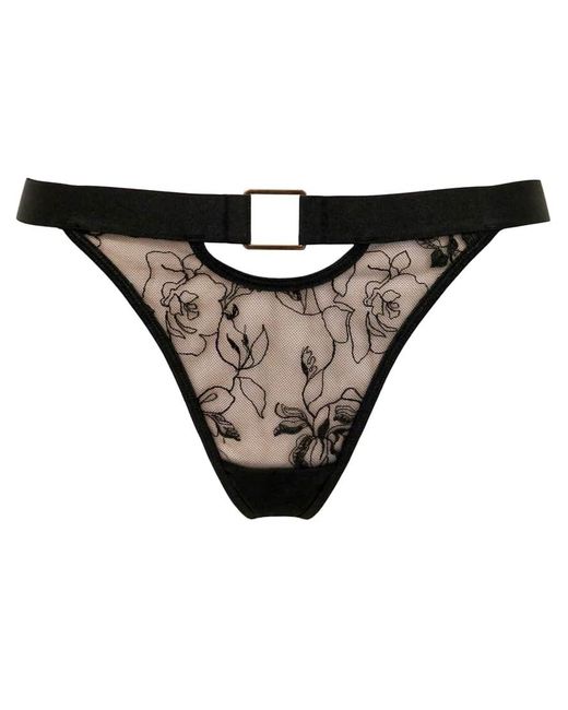 Pour Moi Black India Embroidery Thong