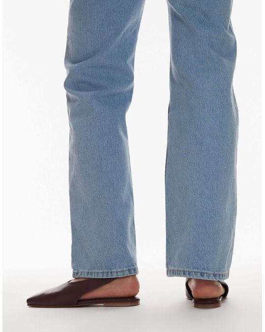 TOPSHOP Blue Brit Leather Slingback Ballet