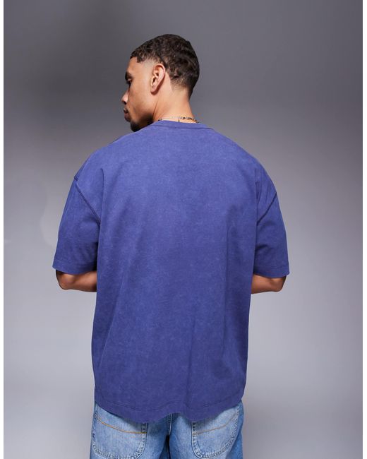 ASOS Blue Heavyweight Oversized Washed T-shirt for men