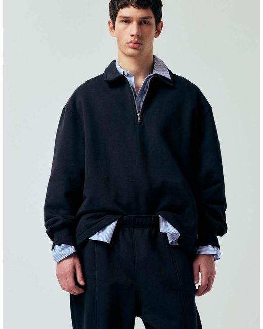ASOS Blue Co-ord Tapered Heavyweight joggers With Pleats for men