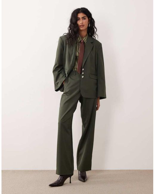 Vila Multicolor High Waisted Wide Leg Tailored Pants