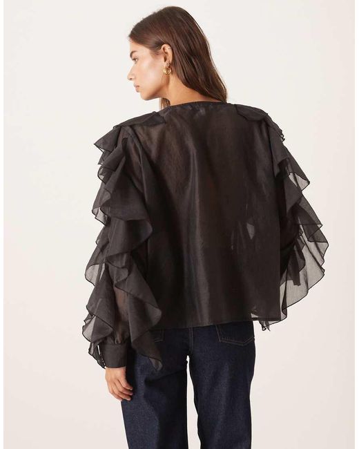 Sister Jane Black Dream Tie Front Ruffle Blouse
