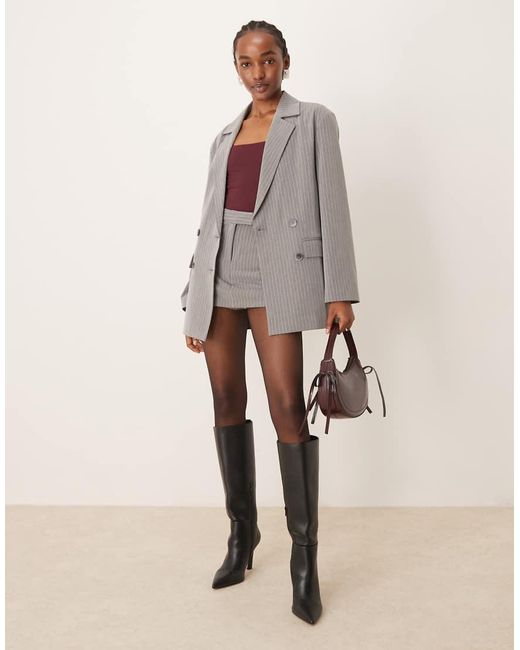 Miss Selfridge Ruimvallende Oversized Double Breasted Blazer in het Brown