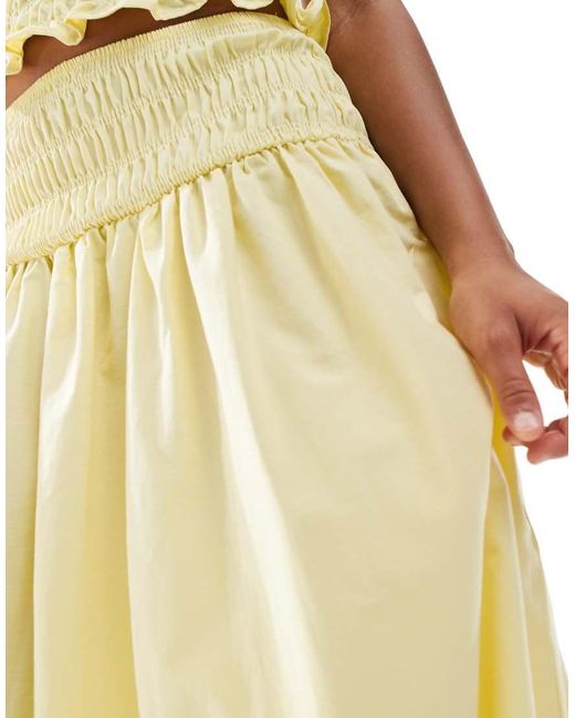 ASOS Metallic Linen Blend Shirred Waist Maxi Skirt