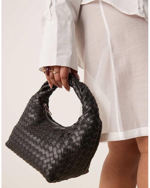 Gina Tricot Natural Braided Weave Small Tote Handbag With Twisted Handle