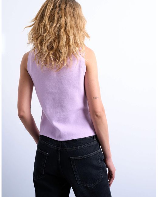 TOPSHOP Purple Knitted Compact Waistcoat