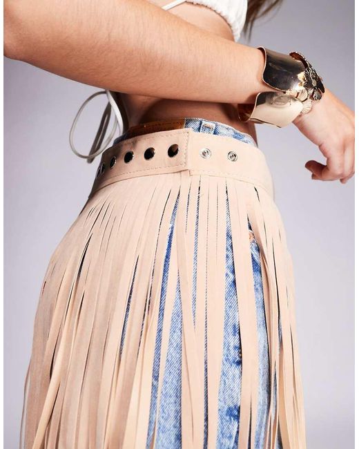 South Beach Brown Maxi Fringe Festival Belt