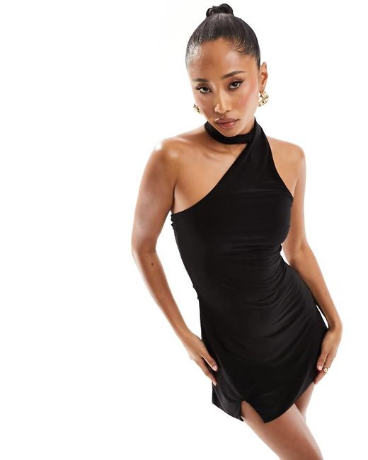 Fashionkilla Black Sculpted Choker Detail Mini Dress