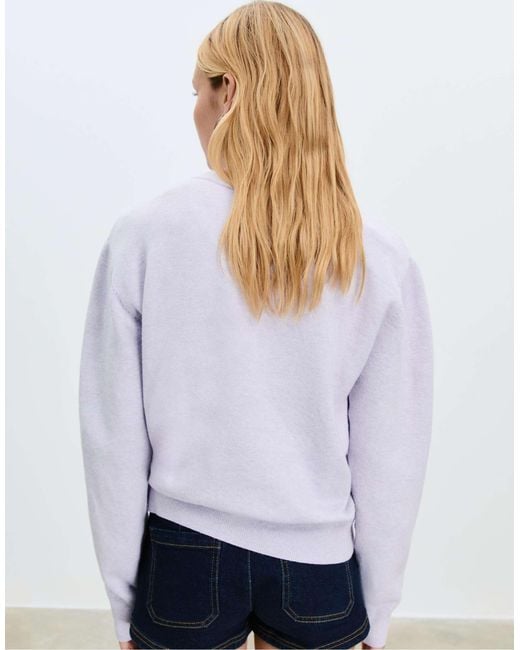 Pull basique en maille douce - lilas Stradivarius en coloris White