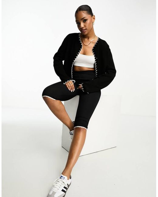 Miss Selfridge Black Asos Design Blanket Stitch Cardigan
