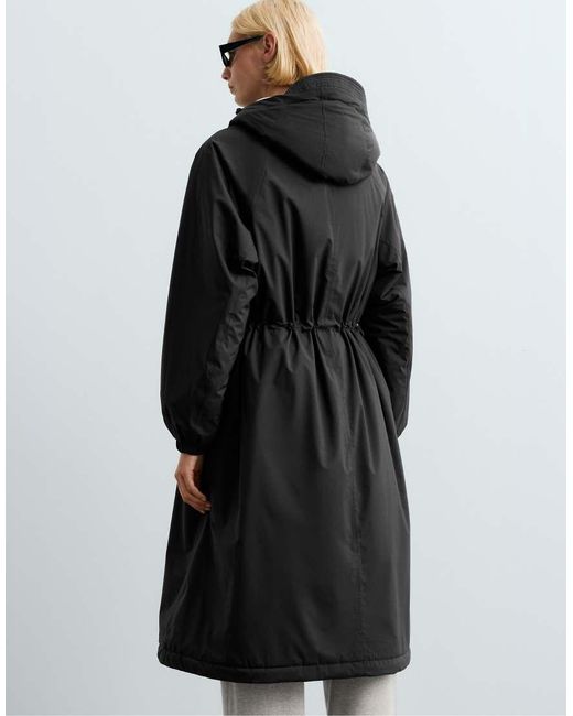 Oysho Black 10K Thindown Waterproof Super Extra-Light Long Padded Jacket
