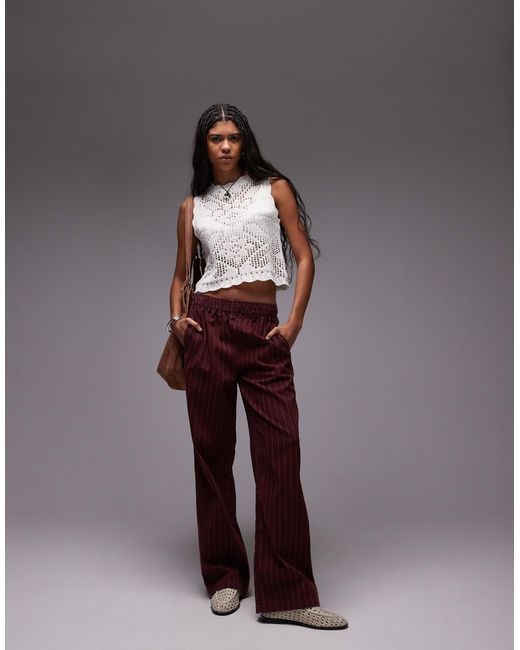 TOPSHOP Gray Knitted Scallop Edge Stitchy Tank Top