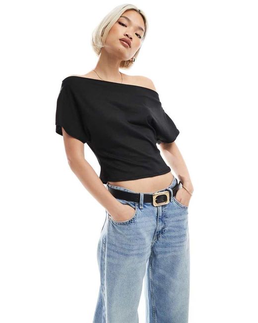 Miss Selfridge Black Off The Shoulder Top