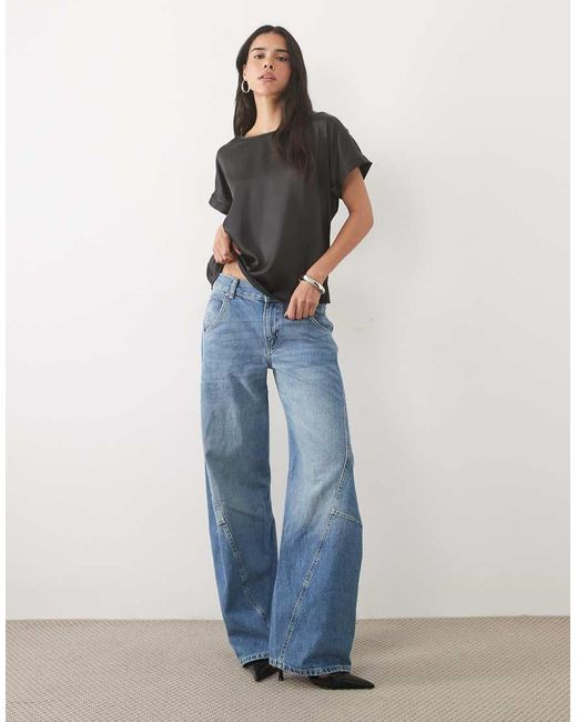 Jdy Blue Short Sleeve Satin Top