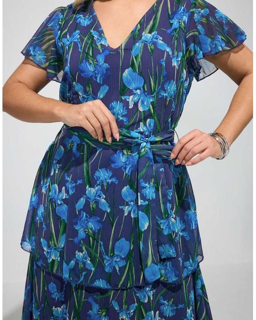 Yours Clothing Blue Floral Tiered Maxi Dress
