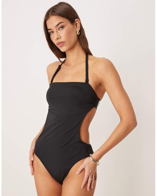 Calvin Klein Green Luxe Strapless Cut Out One Piece Swimsuit