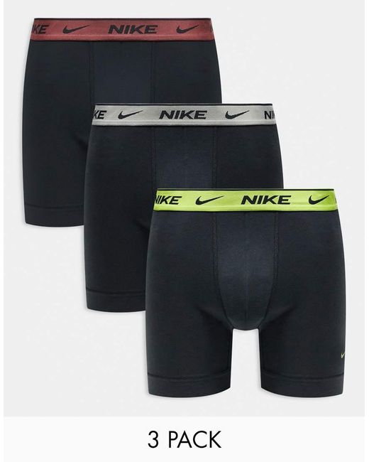 Nike Black Everyday Cotton Stretch 3 Pack Boxer Brief With Coloured Waistbands for men