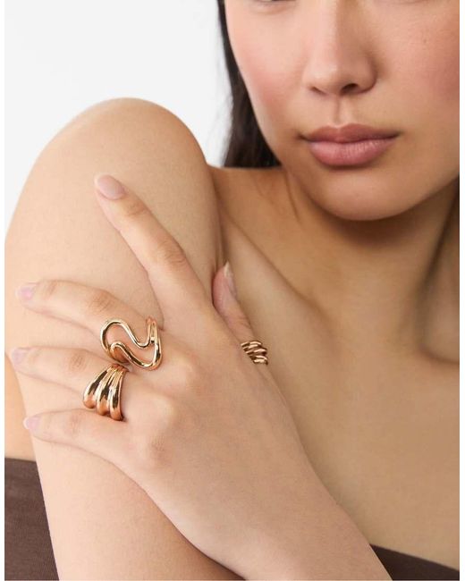 Stradivarius White Set Of 4 Star Rings