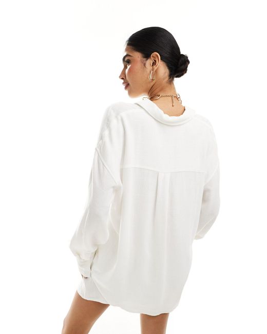 4th & Reckless White Oversized Linen Look Shirt Co-ord
