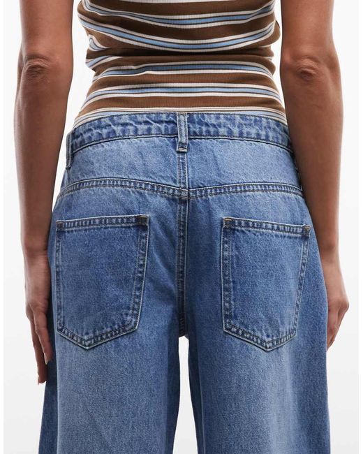 Daisy Street Blue Low Rise Sloughy Wide Leg Jeans