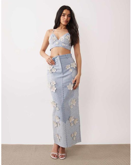 ASOS Gray Denim Embellished Cami Top
