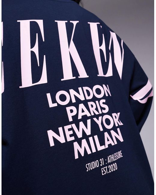 ASOS Blue Weekend Collective Icon Oversized Long Sleeve T-shirt Dress With Stacked Back Logo