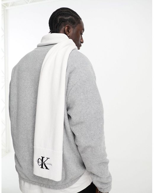Calvin Klein White Embroidered Scarf for men