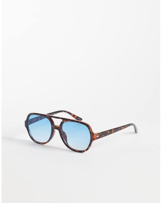 Vero Moda Blue Tint Retro Aviator Sunglasses