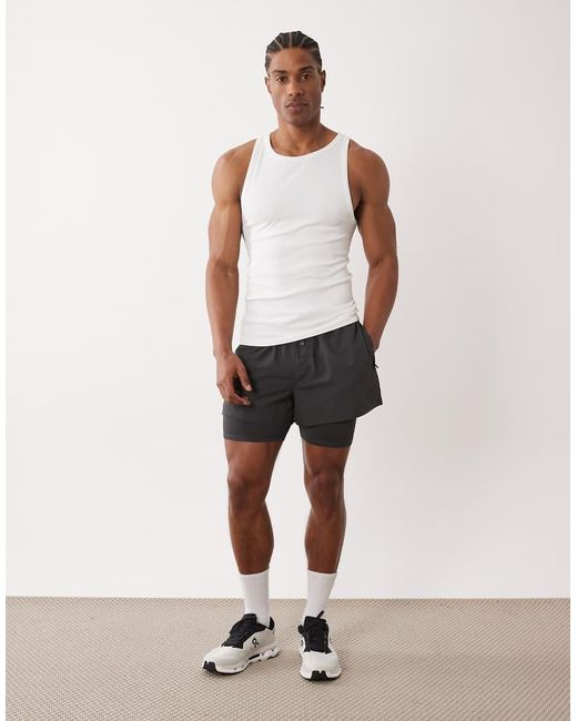 4505 White Icon Seamless Ribbed Slim Fit Tank Top for men