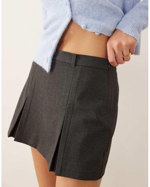 ASOS Gray Tailored Box Pleat Mini Skort