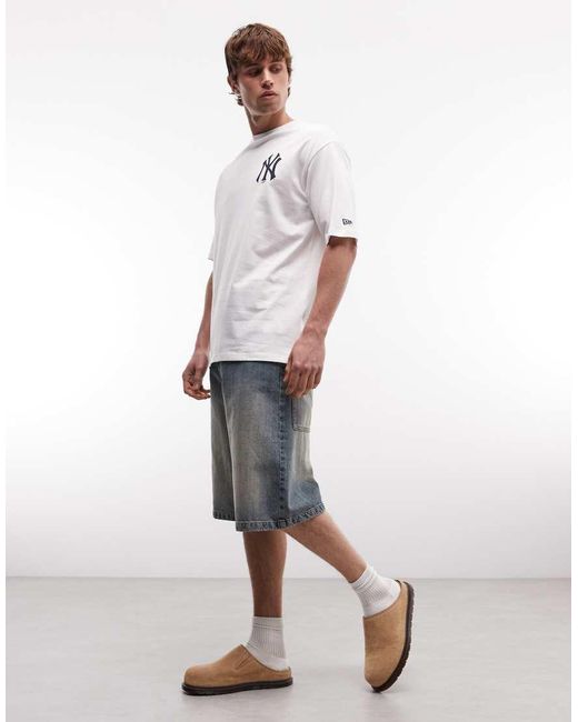 KTZ Blue Ny Yankees Logo With Cap Back Graphic T-shirt for men