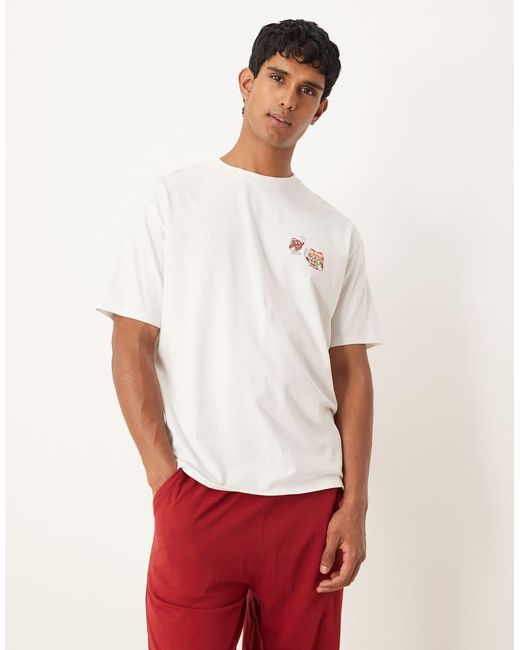 ASOS White Christmas Pyjama Set With Characters Graphic for men
