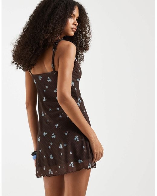 hollister brown dress Hollister Brown Floral long Sleeve Floral peasant Short Dress Nwot XS