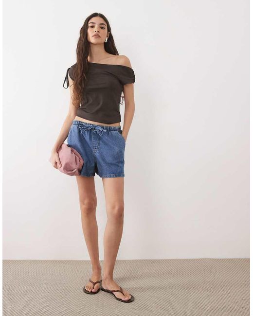 ASOS Black Off-shoulder With Tie Detail Top